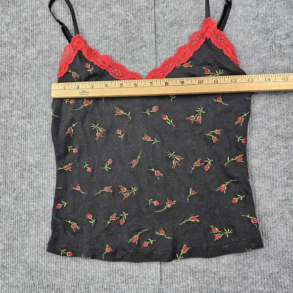 Vintage Victoria's Secret Camisole Womens Small Y2K Black Floral Tank Layering - Picture 3 of 6